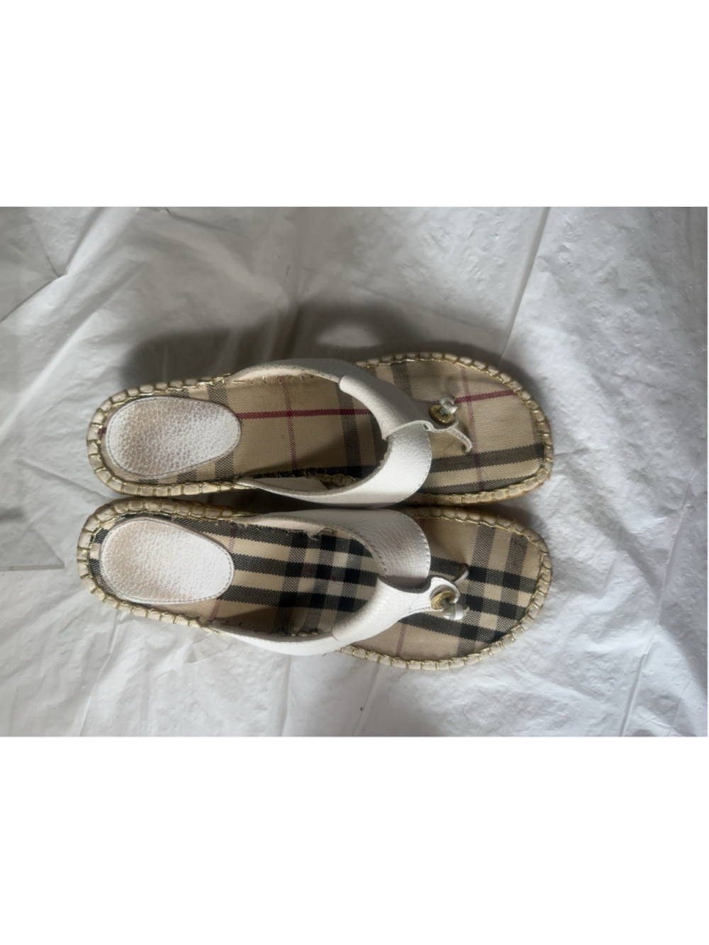 Burberry EU Size 41 Nova Check Espadrille Wedge Sandals shoes white - Picture 11 of 16
